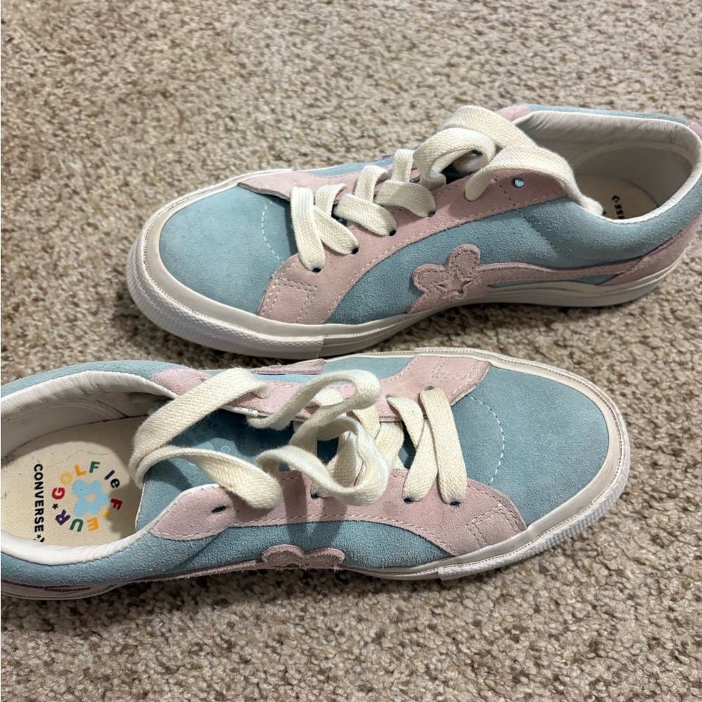 Golf le Fleur x Converse Blue and Pink Suede Sneakers